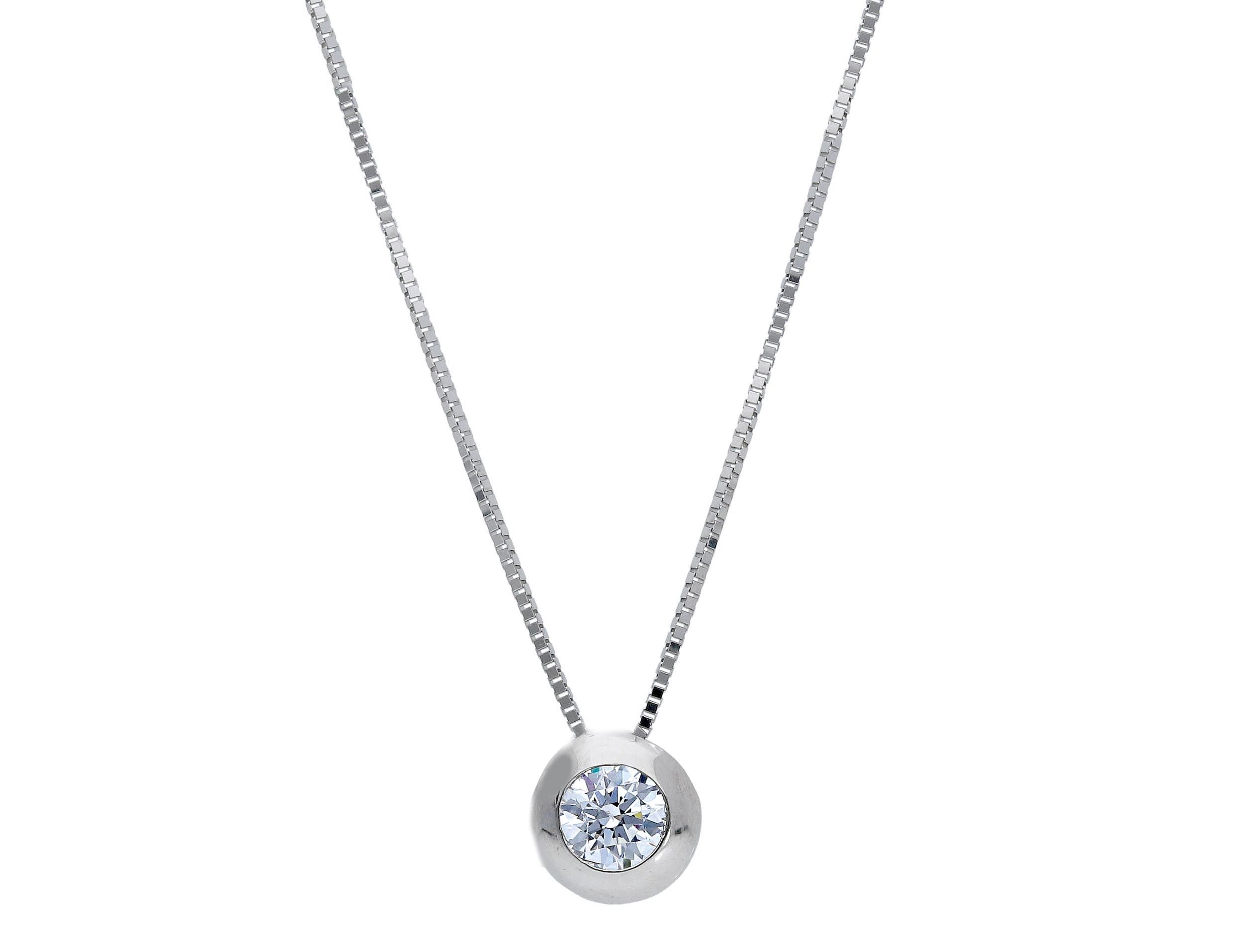 White gold single stone necklace k14 with zircon (code N2039)